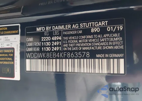 2019 Mercedes-Benz C 300 4Matic из США, поврежденный, VIN WDDWK8EB4KF863578